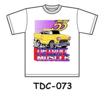 &#39;55 Chevy &quot;Detroit Muscle&quot; Extra Large (XL) on white tee shirt,new w/tags - $22.00