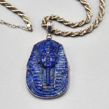 Sajen Sterling Silver Pharaoh Pendant Lapis Lazuli Carved Blue Stone King Tut - £114.78 GBP