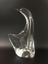VTG Large Modern Italian Blown Glass Penguin Art Sculpture Crystal Clear Statue - £176.99 GBP
