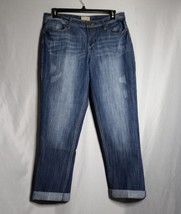 Earl Jean women&#39;s Roll Hem Ankle Medium Wash Denim Jeans Size 14 - £15.64 GBP