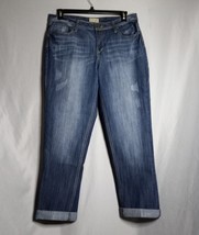 Earl Jean women&#39;s Roll Hem Ankle Medium Wash Denim Jeans Size 14 - $19.80