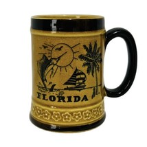 Vtg Florida Souvenir Ceramic Coffee Beer Mug Stein Made Japan Beach Palm Tree - £15.03 GBP