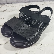 Spring Step Travel Sandal Womens 41 US 9.5 Black Leather Lightweight Slingback - £29.75 GBP