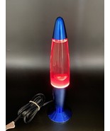 Pliable Art Lamp 13&quot; High Metallic Blue Base &amp; Cap w/Red Lava 2002 EUC - £22.20 GBP
