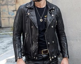 BLACK Men&#39;s Jacket Real Soft Lambskin Leather Biker Motorcycle Stylish Handmade - £84.96 GBP+