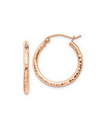 Finest Gold 2 x 20 mm 14K Rose Gold Diamond-Cut Polished Hoop Earrings, ... - $234.34 CAD