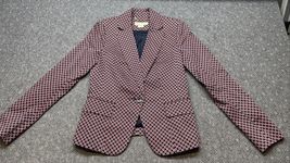MICHAEL Michael Kors Blue Red Polka Dot Single Button Blazer Size 6P BBL JD - $24.74