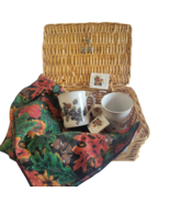 VTG Marjolein Bastin Fall Floral Mugs Basket Gift Set NWT Napkins Coffee... - $580.97 MXN
