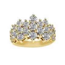 3CT Simulated Diamond Cluster Engagement Ring in 14K Yellow Gold Plated Silver - £59.09 GBP