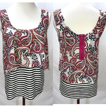 New Anthropologie Meadow Rue Layered Paisley Stripes Sleeveless Knit Top Stretch - £16.03 GBP