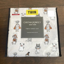 CYNTHIA ROWLEY Twin Sheet Set Trick or Treat Dogs In Halloween Costume - £31.57 GBP