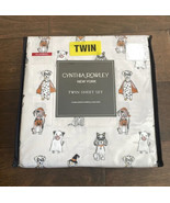 CYNTHIA ROWLEY Twin Sheet Set Trick or Treat Dogs In Halloween Costume - £31.26 GBP