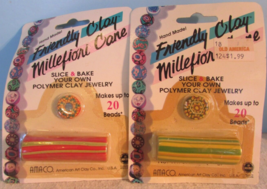Amaco Polymer Friendly Clay Millefiori Cane Slice &amp; Bake Art Beads  lot of 2 - £10.79 GBP