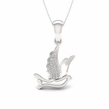 S925 Sterling Silver 0.05Ct TW Diamond Flying Dove Necklace - £101.87 GBP