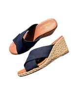 Tommy Bahama Stacey Navy Wedge Sandals Slides Espadrilles Womens Size 7.5 M - $25.26