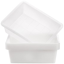 White Rectangle Wash Basins Bus Box, Dicunoy 6 Pack Commercial Bus Tubs, 9L - £26.06 GBP