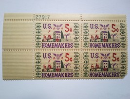 1964 Homemakers Cross-Stitch Sampler 5 Cent Stamp Block of 4 Scott #1253 - £3.23 GBP
