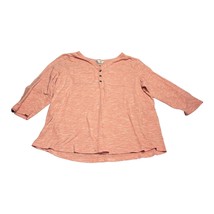 Christopher &amp; Banks Shirt Womens 1X Coral Pockets Henley Neck Casual Lon... - $19.25