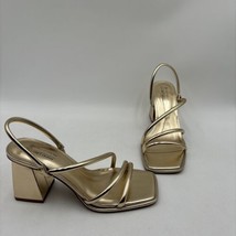 Call It Spring LUXE Gold Vegan Leather Square Toe Strappy Sandals, Size 9B - $24.74