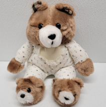 Vintage Brown Teddy Bear Plush Floral White Pajamas Bib Slippers Stuffed Animal - £12.85 GBP