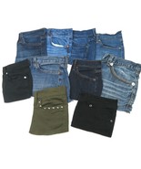 Lot of 10 upcycled denim jean front pockets, blue, black &amp; olive, crafts - £10.81 GBP
