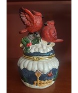 Vintage Cardinal Gold Trinket Jewelry Ring Hinged Box Red Bird Keepsakes... - $16.00