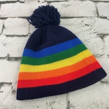 Vintage Penthouse Knits Childs Sz Beanie Hat Rainbow Pom Pom - £11.23 GBP