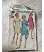 Vintage Simplicity 7853 A-Line Dress Front Dart  Sewing Pattern Women Sz 12 - £22.74 GBP