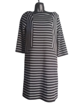 Merona Black White Striped Long Sleeve Pencil Knee Length Dress Womens Small - £13.48 GBP