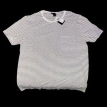 Magaschoni Man XL White T Shirt with Black Horizontal Stripes, NWT, Basi... - £15.73 GBP