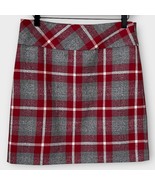 EDDIE BAUER Plaid Gray and Red Wool Blend Short Skirt Size 4 Swiftie Preppy - €23,94 EUR