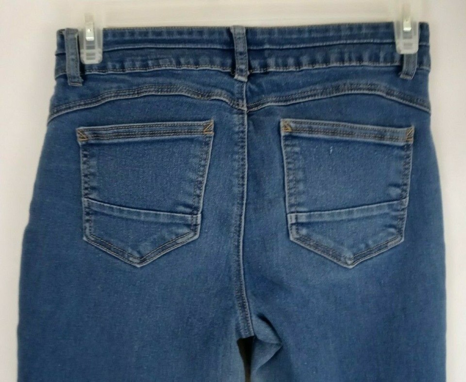 Angels Straight Leg Distressed Dark Wash Mid Rise Jeans Size W28 L 26 - $16.82