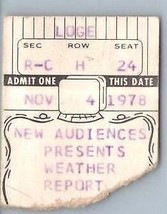 Vintage Weather Report Ticket Stub November 4 1978 New York NY - £19.07 GBP