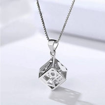 925 Sterling Silver Magic Cube &quot;LOVE &amp; HEARTS&quot; Zircon Pendant Necklace - $13.99