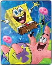 SpongeBob Jumping Jellyfish Silk Touch Throw blanket measures 40 x 50 inches - £13.41 GBP