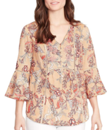 Vintage America Blues Women&#39;s Rayne 3/4 Sleeve Woven Peasant Blouse Sz X... - $18.49