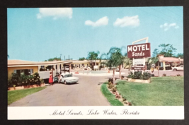 Sands Motel &amp; Restaurant Old Cars Palm Trees Lake Wales Florida FL Postcard 1962 - £5.58 GBP