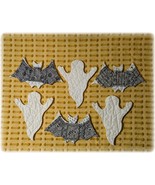 Vintage Feedsack Quilt Bat Ghost Cutouts Appliques Die Cut Outs Halloween - £10.62 GBP