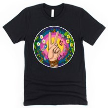 Hippie Peace Sign Floral Boho Unisex T-Shirt - £22.33 GBP