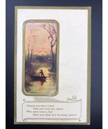 Boat On Lake Sunset Vintage Postcard Humorous Limerick Poem - £8.20 GBP