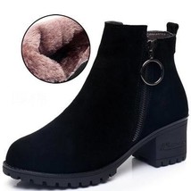 Women Platform Ankle Boots Round Toe Cow Suede Winter Shoes Woman Genuine Leathe - £74.96 GBP