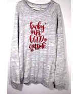 Bella Canvas Crewneck Sweatshirt Women  Size 2XL Snow Heather Red Glitter NWT - $25.61