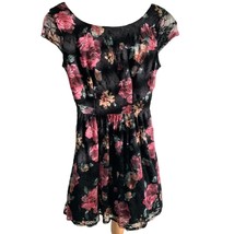 B. Darlin Girls Junior Sleeveless Drop Waist Lined Black Floral Dress Nwt 1/2 - £38.08 GBP