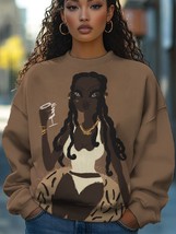 Women&#39;s Black Woman Art Painting Print Cozy Sweatshirt - $24.00