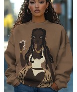 Women&#39;s Black Woman Art Painting Print Cozy Sweatshirt - $24.00