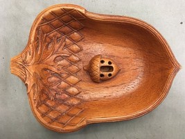 Vintage Carved Resin Acorn Shaped Nut Bowl 7.5&quot; by 10.5&quot; - £12.66 GBP