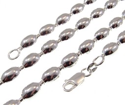6MM Solid 925 Sterling Silver Italian Oval Rice Bead DOG TAG Chain Necklace - £59.96 GBP+