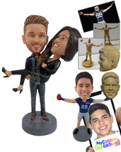 Personalized Bobblehead Smart Man Holding Woman Onto His Hands - Wedding &amp; Coupl - £125.46 GBP