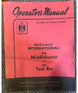 International  64  Middlebuster and Tool Bar Operators Manual - $9.85