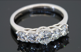 Beautiful Engagement Ring 2.80Ct Round Cut Five Diamond 14K White Gold in Size 6 - £198.21 GBP